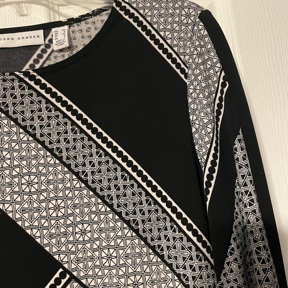 Susan Graver Geometric Print Asymmetric Blouse - Picture 8 of 14